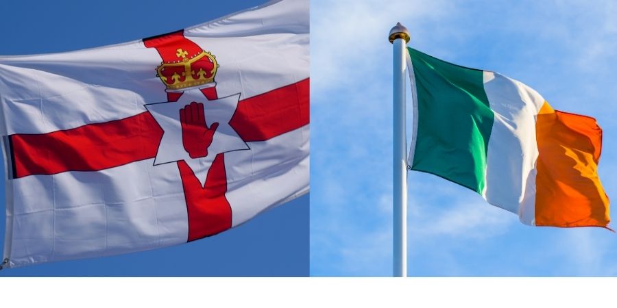 Diferencia entre la bandera De la parte Norte y Sur de la Isla Irlandesa