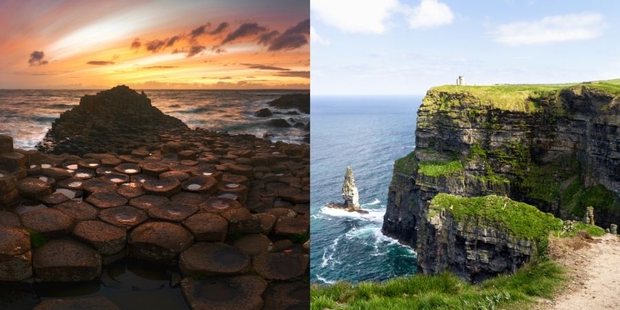 Son países diferentes, pero comparten similitud de paisajes. A la izquierda Irlanda del Norte y a la derecha Republica de Irlanda