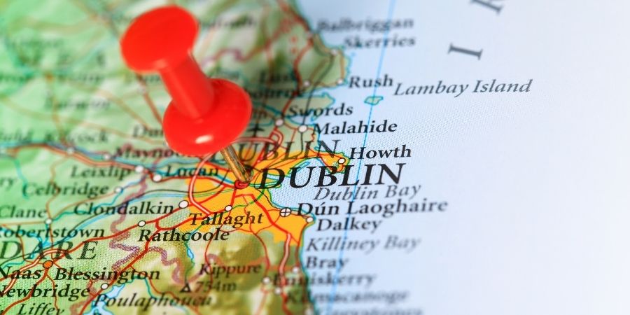 Localización de Dublín en el mapa de Irlanda