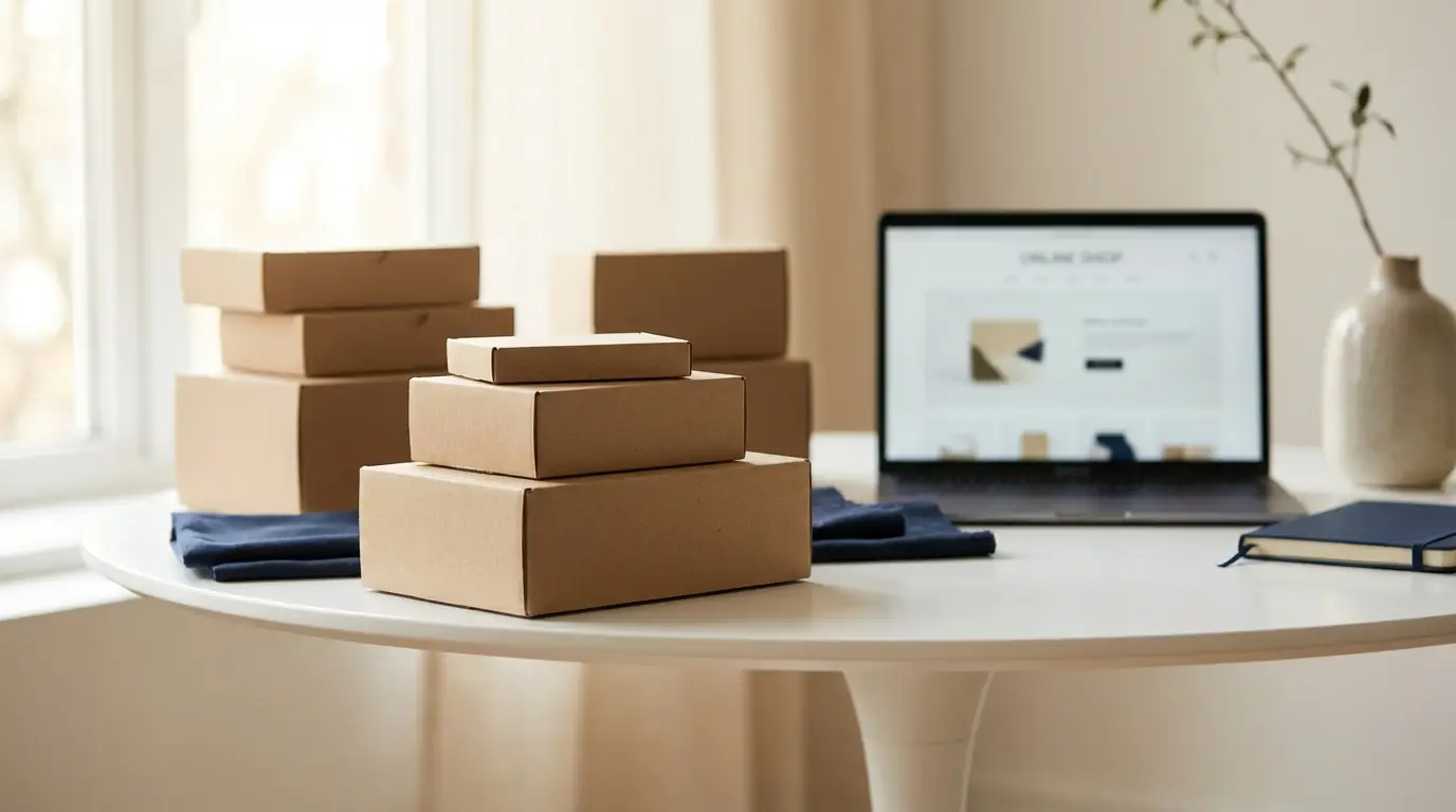 E-commerce fulfilment — parcels prepared for dispatch