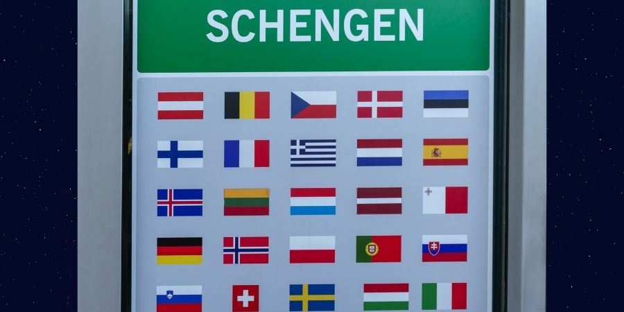 Bandera de naciones que forman parte del Territorio Schengen