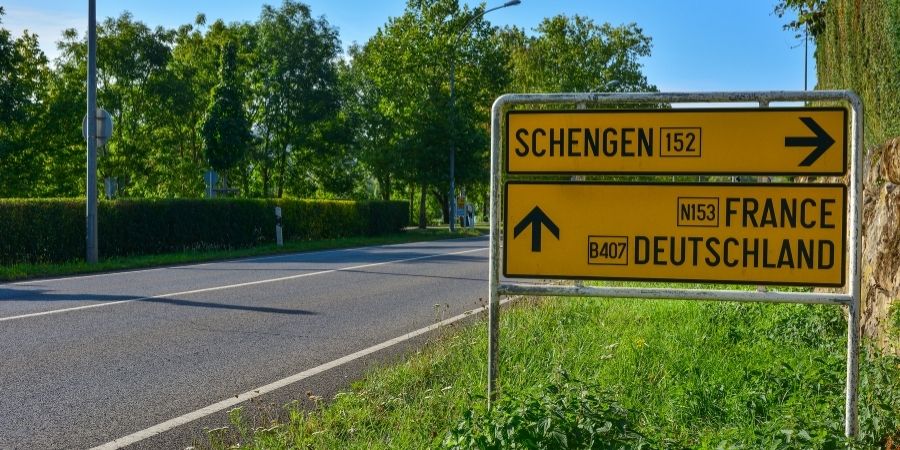 letrero de espacio Schengen